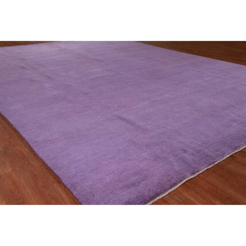 Hand Knotted Oriental 100% Wool Carpet Modern Solid Purples Gabbeh Area Rug - 11' 2'' X 8' 1''