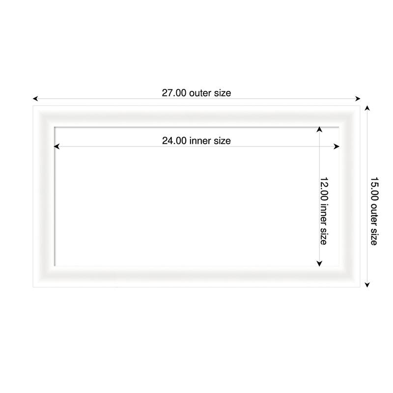 Oliver Narrow Framed Dry Erase Magnetic Board - 27 x 15 in - Oliver White Narrow