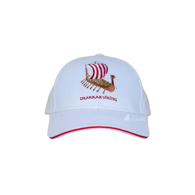 Drakkar Viking Embroidered Cap in White by Alison Nautical