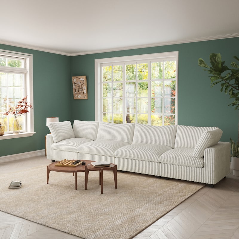 157.48" Soft Plush Modular Sectional Sofa 4-Seater Upholstered Living Room Couch
