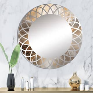 Designart "Gold and Silver Chromatic Essence II" Abstract Modern Wall Mirror