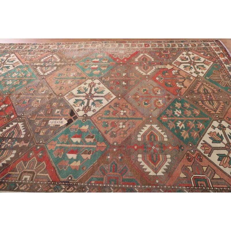 Distressed Bakhtiari Persian Vintage Area Rug Hand-Knotted Wool Carpet - 7'1"x 10'3"