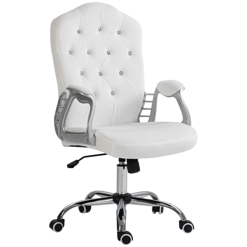 Vinsetto Home Office Chair, Computer Chair, Button Tufted Desk Chair with Swivel Wheels, Adjustable Height, and Tilt Function
