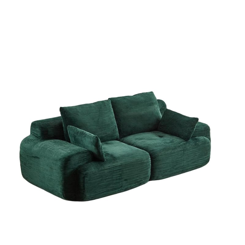 Oversize Memory Foam Compressed Deep Seat Couch Loveseat Sofa Pet-Friendly Corduroy 2 Seater Modular Sectional Sofa, No Assembly