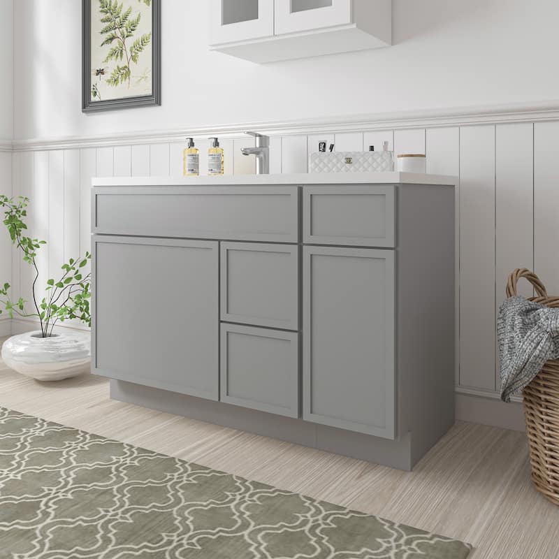Vanity Art 48" Birch Freestanding Bathroom Vanity Cabinet without Top