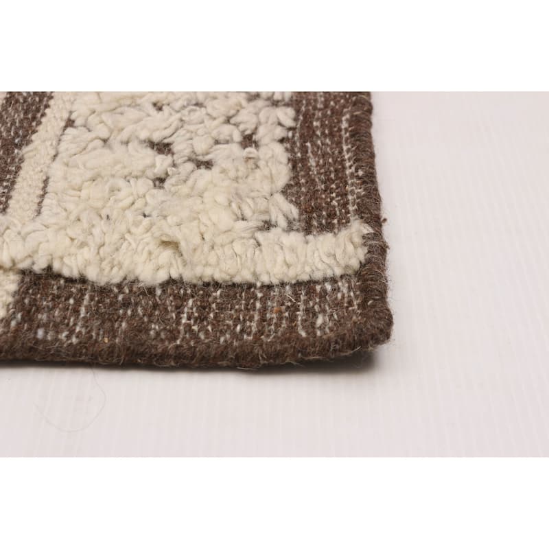 ECARPETGALLERY Hand-knotted Tangier Dark Brown Wool Rug - 7'11 x 9'10