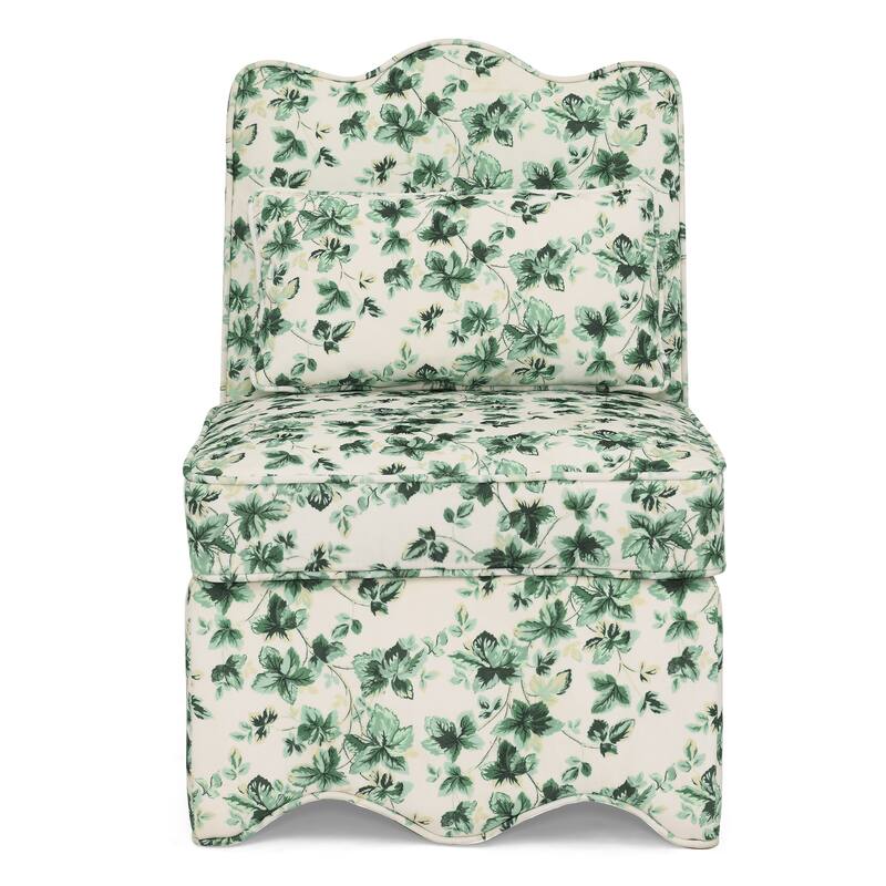 Roomfitters Floral Flannel Accent Chair with Pillow, Armless Upholstered Lounge Chair with Soft Cushion for Living Room