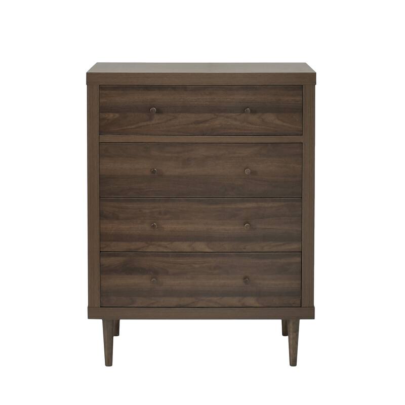 4-Drawer Vertical Chest with Metal Handle, Metal Frame and Wood Top for Bedroom