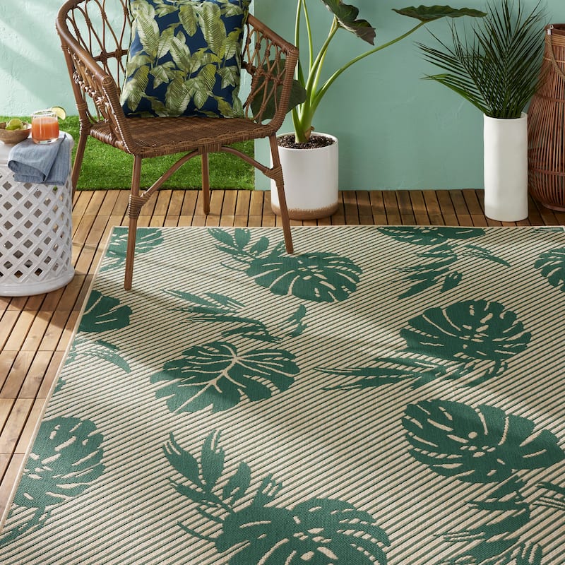 Tommy Bahama Palm Coastal Indoor/Outdoor Area Rug - 7'10"x10'2" - Beige/Green