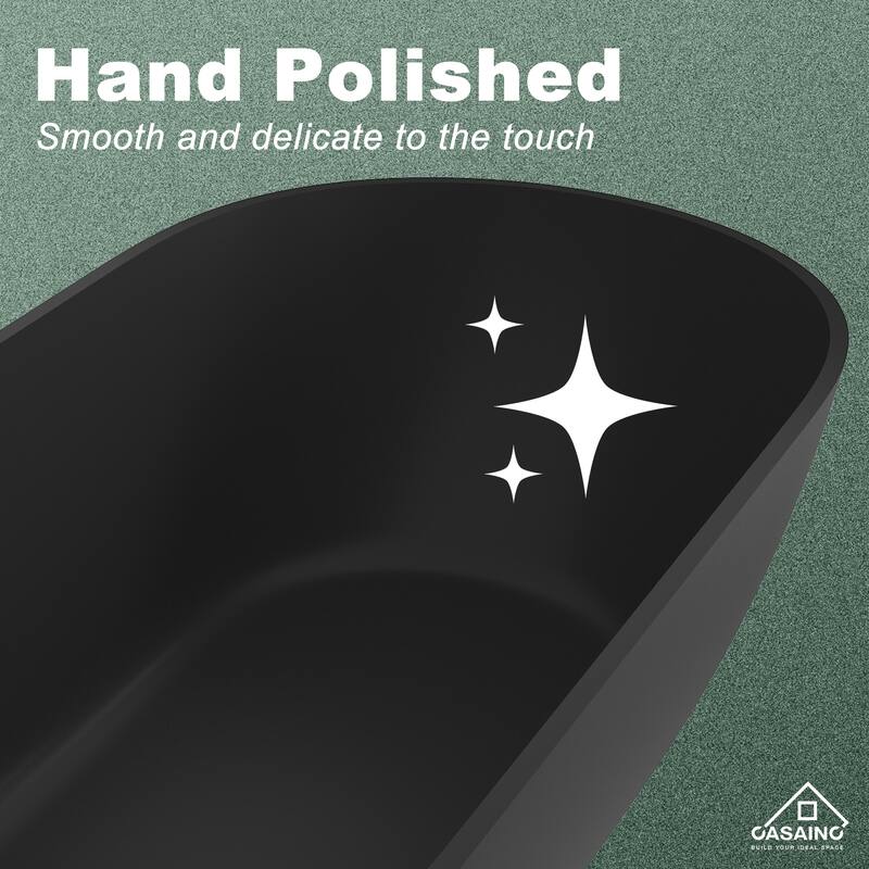 59" / 69" Solid Surface Freestanding Bathtub in Matte Black