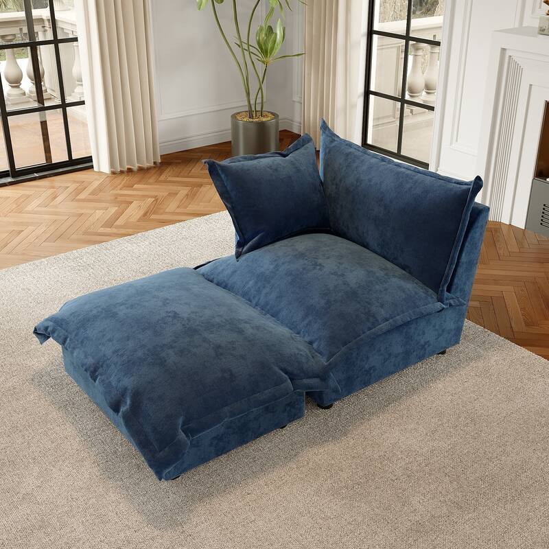 Modern Cloud Chaise Longue Accent Chair with Ottoman set