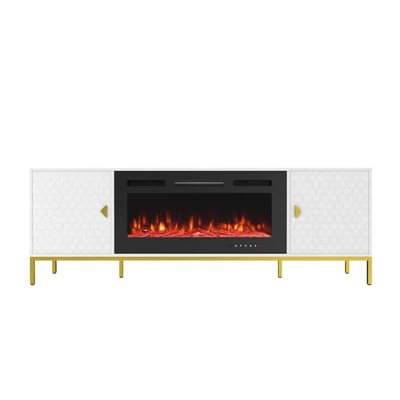 70" Wood Fireplace TV Stand with 36" Electric Fireplace