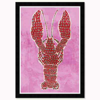 Wynwood Studio Spotted Lobster Framed Trendy Retro Kitchen And Living Room Art Prints