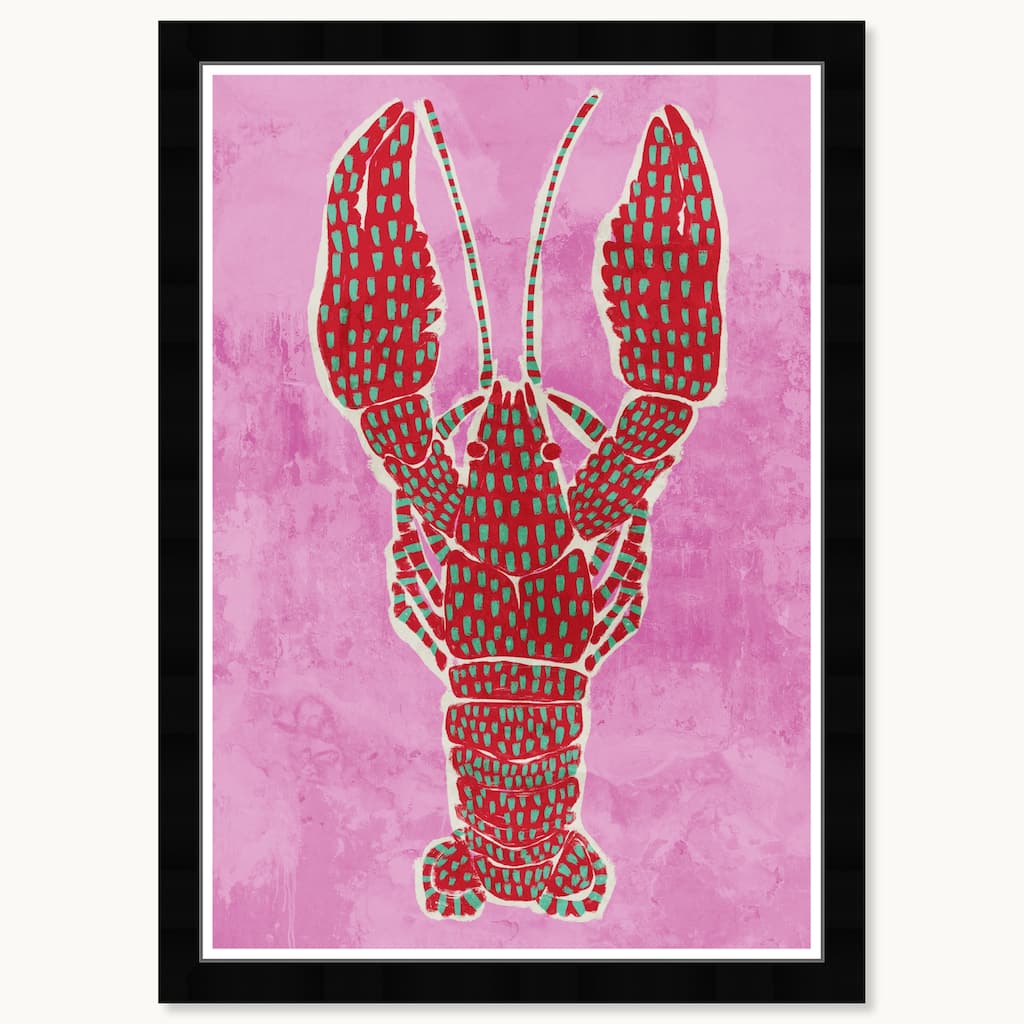 Wynwood Studio Spotted Lobster Framed Trendy Retro Kitchen And Living Room Art Prints