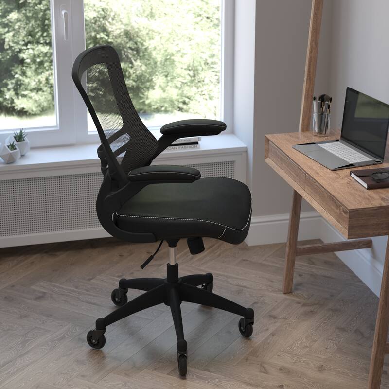 Ergonomic Swivel Task Chair with Roller Wheels & Flip Up Arms