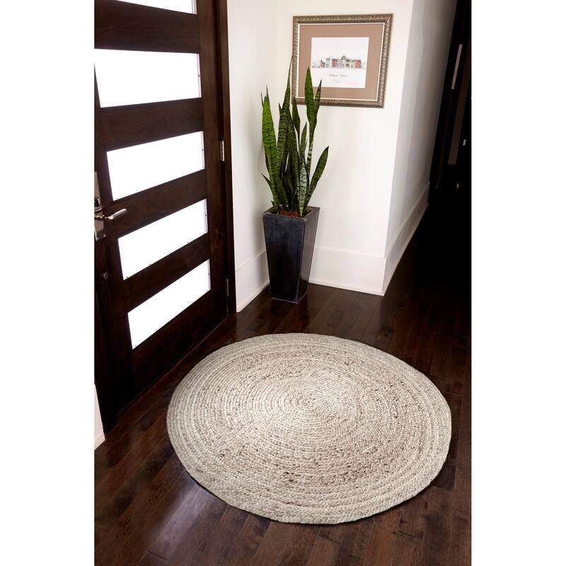 Jani Tara Braided Natural Jute Area Rug - Kerala Round Rug, 4-Feet, Durable, Superior Quality