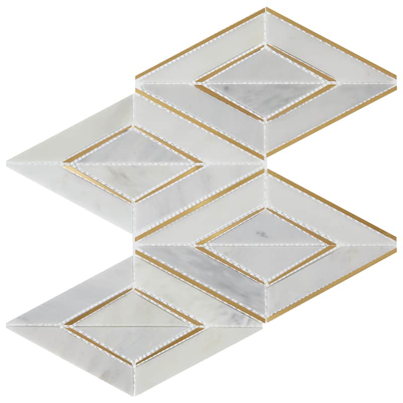 Daltile Lavaliere Natural Stone Diamond Mosaic (10 Pc per Carton) (8.60 Sqft per Carton) - First Snow - 12 x 12