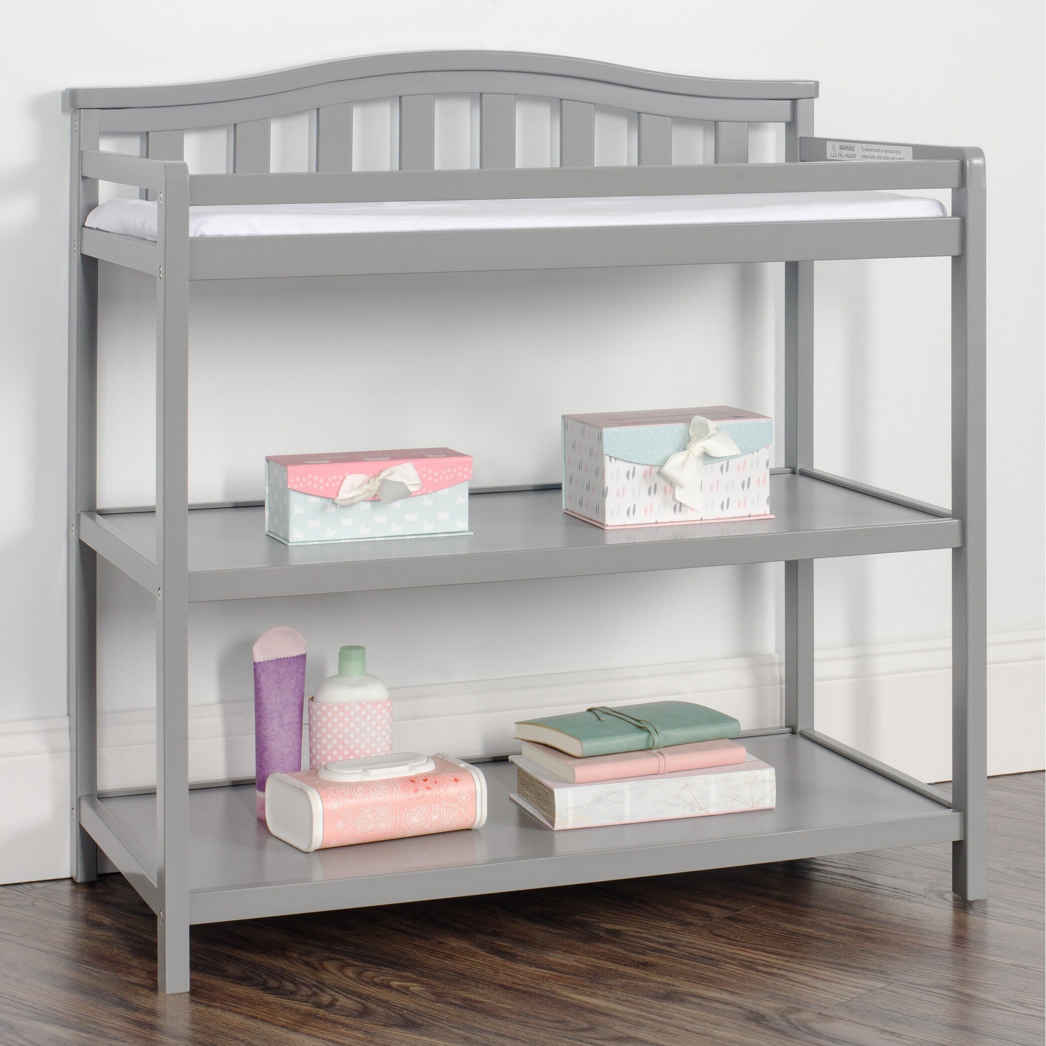 Dapper Gray Child Craft Arched Top Changing Table with Pad 