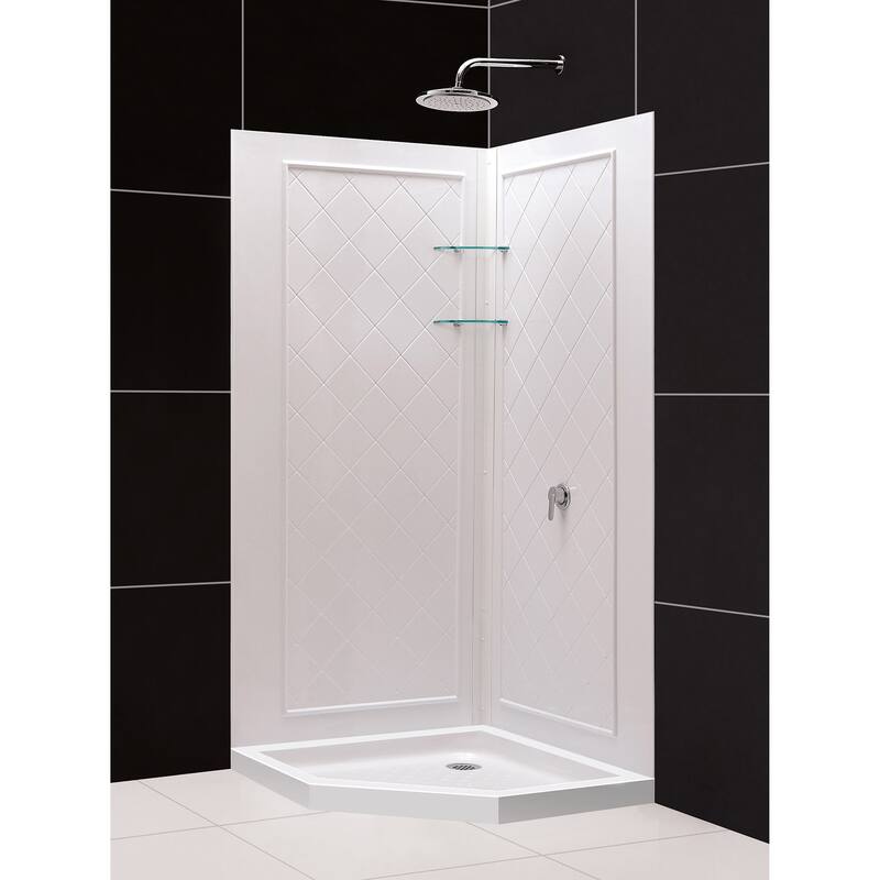DreamLine Prime 36 in. x 36 in. x 76 3/4 in. H Shower Enclosure, Shower Base and Acrylic Backwall Kit - 36" x 36" - 36" x 36"