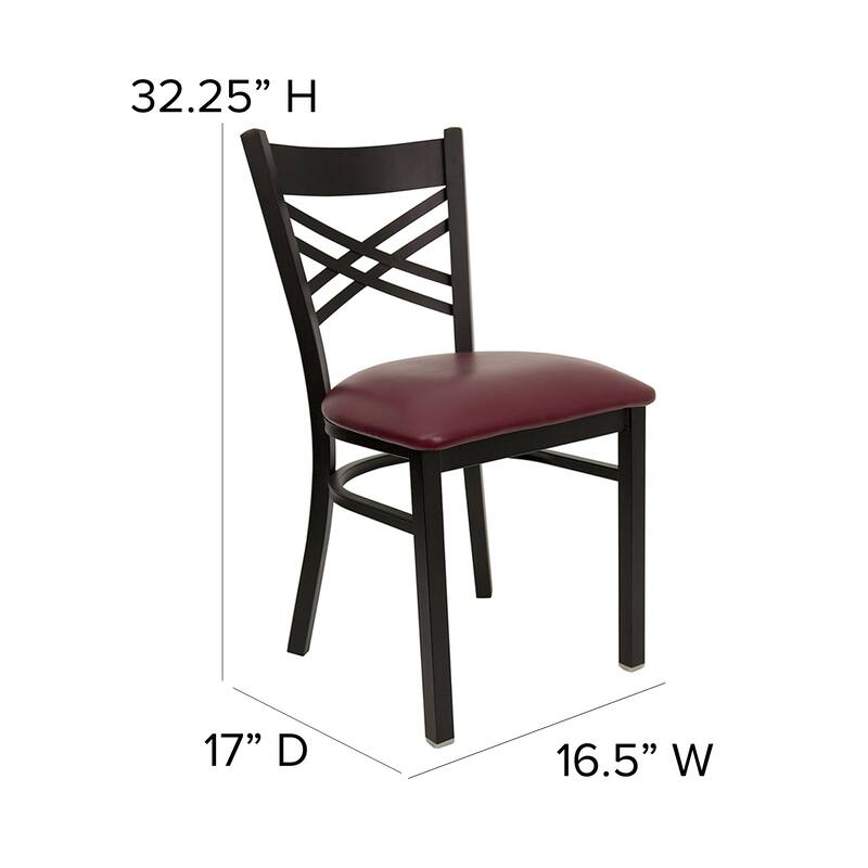 X'' Back Metal Restaurant Chair - 16.5"W x 17"D x 32.25"H - 16.5"W x 17"D x 32.25"H