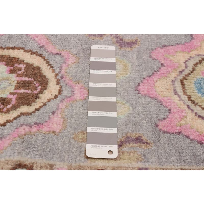 ECARPETGALLERY Hand-knotted Modern Oushak Grey Wool Rug - 2'4 x 7'11