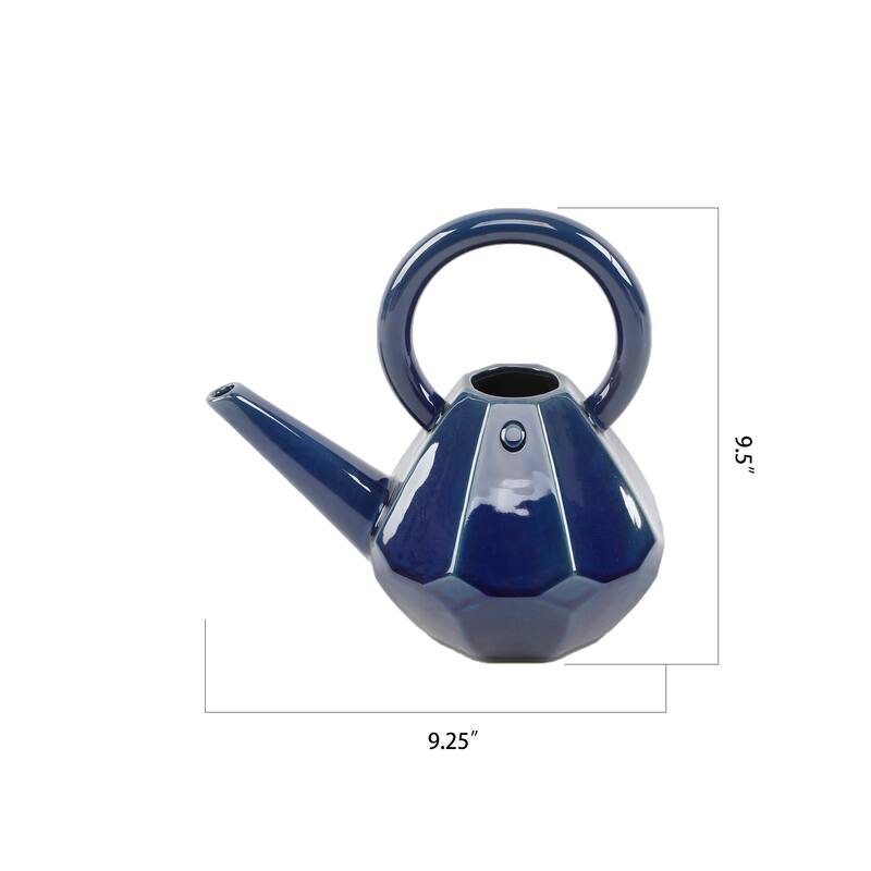 9.5" Navy Geo Ceramic Watering Can