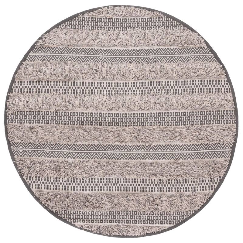 SAFAVIEH Natura Buelah Cotton Rug - 6' Round - Grey/Ivory