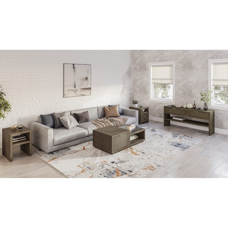 Magnussen Home Merrick Homestead Brown and Clear Glass Chairside End Table - 18''W x 24''D x 24''H