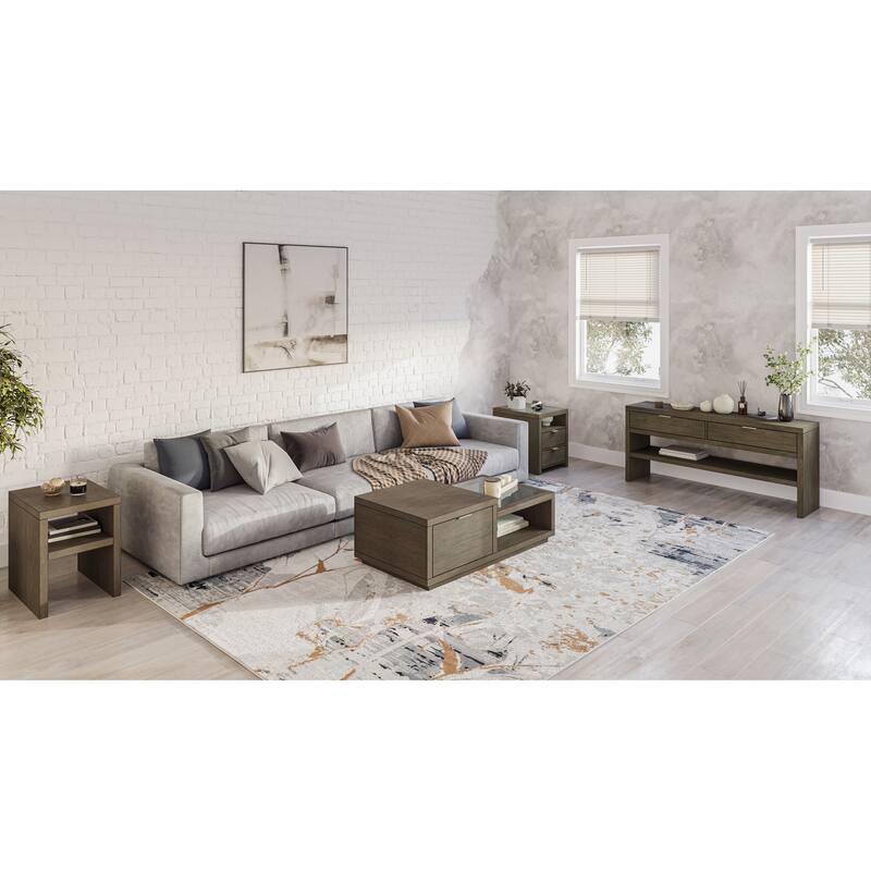 Magnussen Home Merrick Homestead Brown and Clear Glass Rectangular End Table - 20''W x 24''D x 24''H