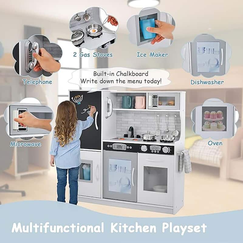 Kid's Pretend Play Kitchen Toddler Playset w/ Blackboard
