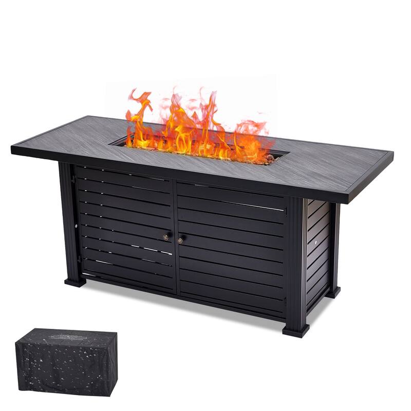 Propane Fire Pit Table 57 x 22 Inch 50000BTU with Cover & Rain Cover
