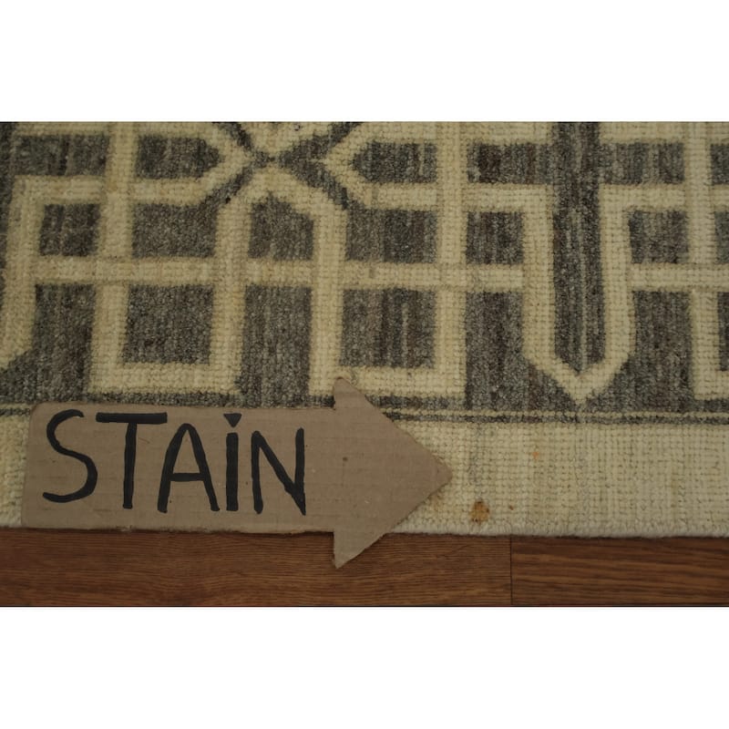 Hand Knotted Oriental 100% Wool Carpet Traditional Geometric Beige & Ivories Peshawar Area Rug - 10' 0'' X 8' 1''