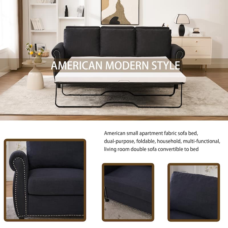 Sleeper Sofa Daybed, Pull Out Couch with Mattress, 3-in-1 Seater Upholstery Sectional Couches Convertible Sofa Bed