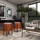 preview thumbnail 6 of 15, Brown Teak Wood Handmade Upholstered Leather Stool with Wood Legs