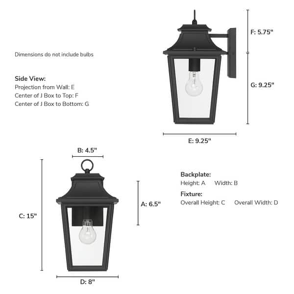 dimension image slide 1 of 8, Hunter Spring Cove Outdoor Wall Light - Front Porch, Patio, Garage, Pergola - Traditional, Mission - Resists Corrosion!