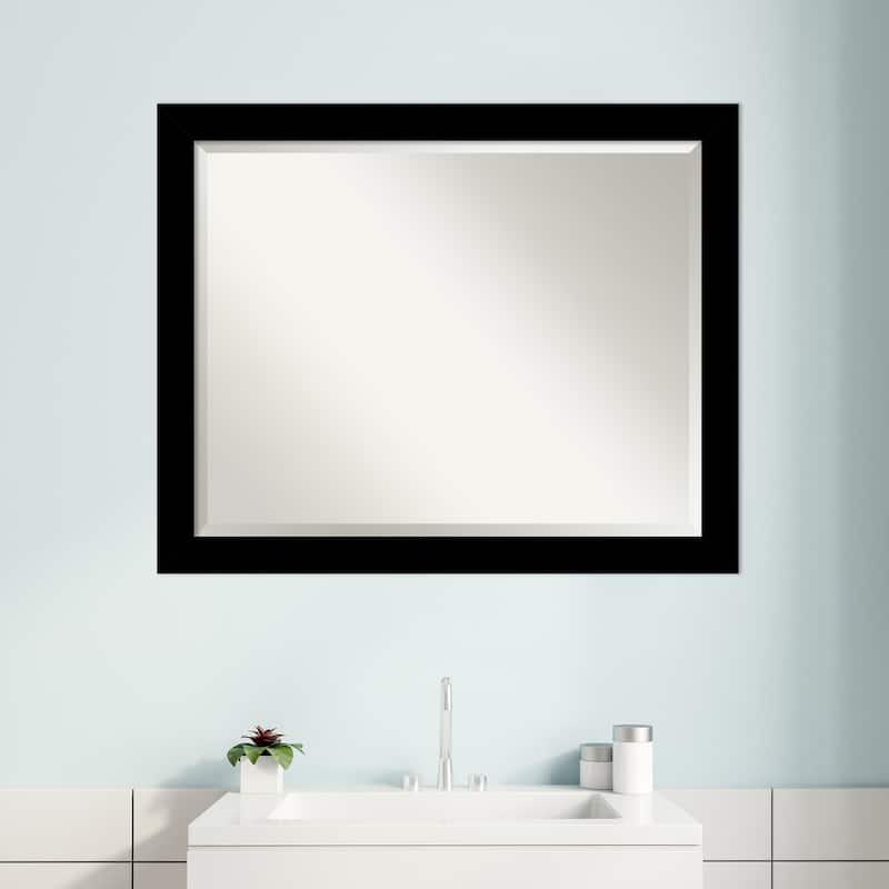 Brushed Beveled Framed Bathroom Vanity Wall Mirror - Brushed Black