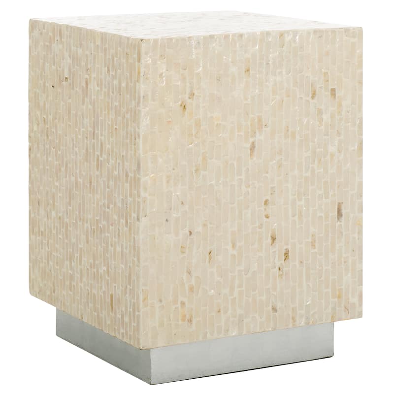 SAFAVIEH Scarlett Capiz Shell Square Accent Table (Fully Assembled) - 14"W x 14"D x 19"H