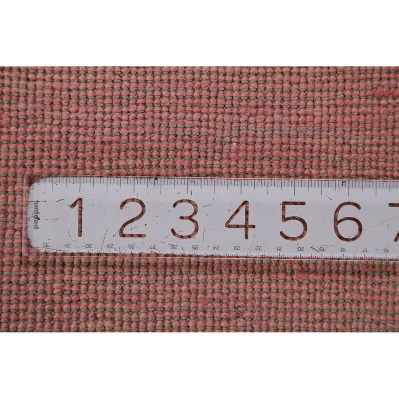 Hand Knotted Oriental 100% Wool Carpet Modern Solid Pink Gabbeh Area Rug - 9' 2'' X 6' 1''