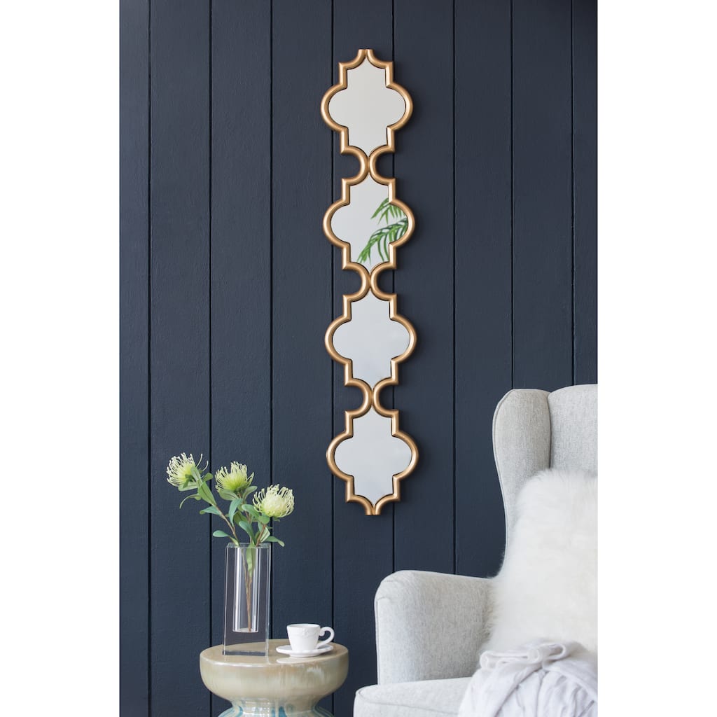 Gold Narrow Four Tiered Wall Mirror - Decorative Accent