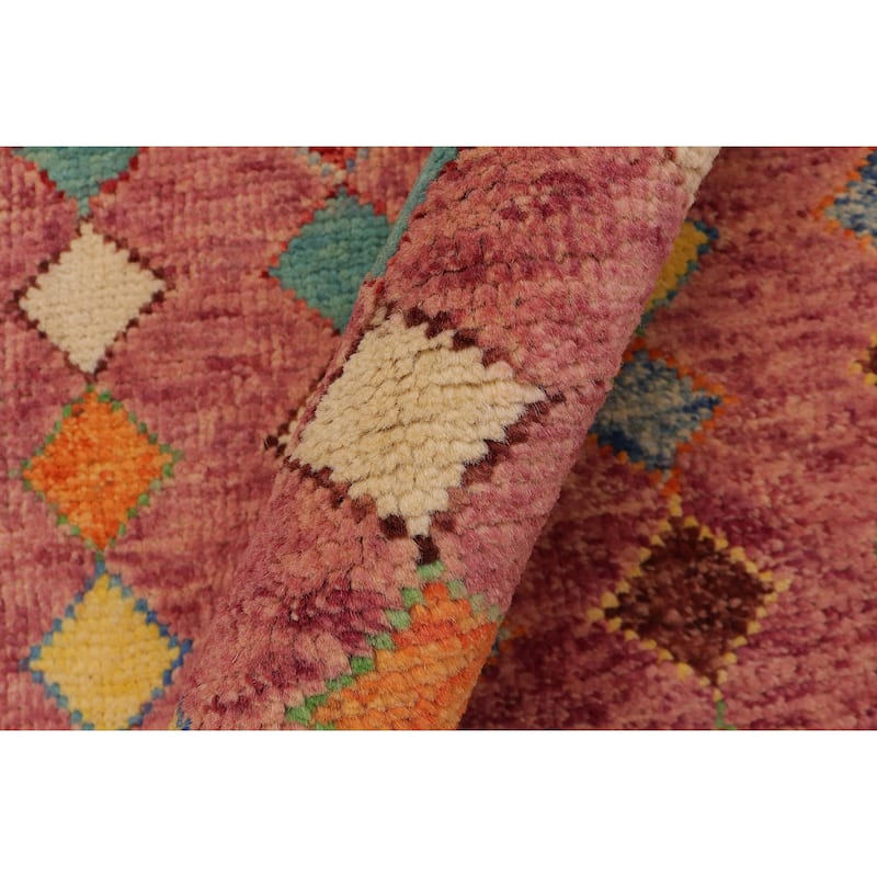 Boho Chic Balochi Burgess Purple/Blue Hand Knotted Wool Rug - 3'11'' x 5'11''