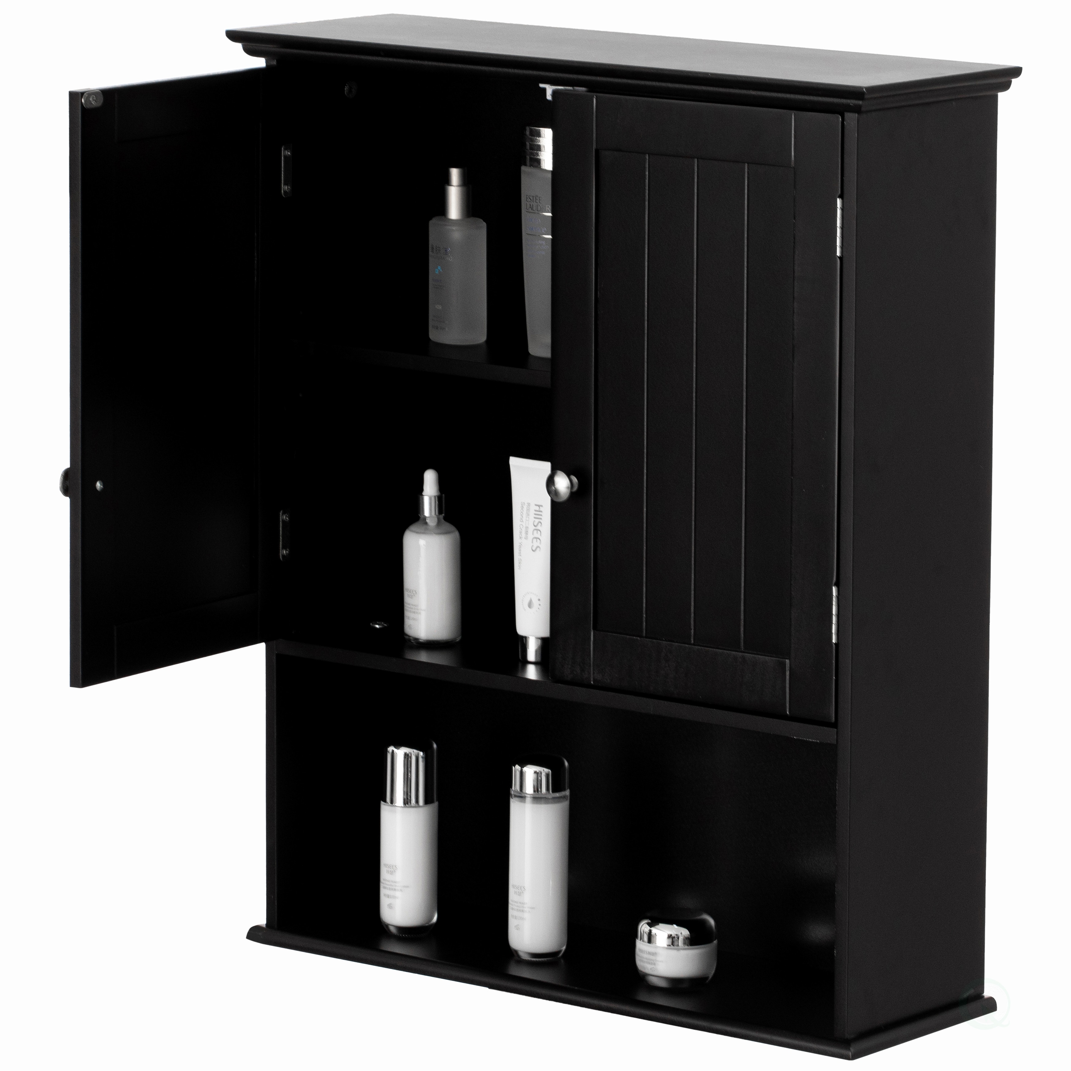Bathroom Cabinet Wooden Medicine Cabinet Storage Organizer Double Door with  2 Shelves, and Open Display Shelf - On Sale - Bed Bath & Beyond - 38192123