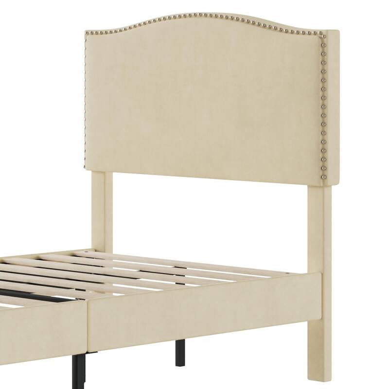 VCCELO 2-Pack Twin Size Bed Frame with Adjustable Headboard Noise-Free Twin Size Bed Set of 2 for Kids Room Dorm Apartments