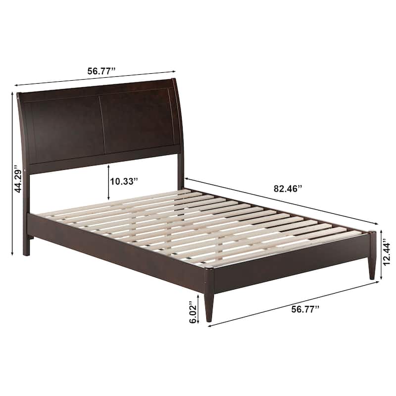 Valencia Solid Wood Low Profile Sleigh Platform Bed