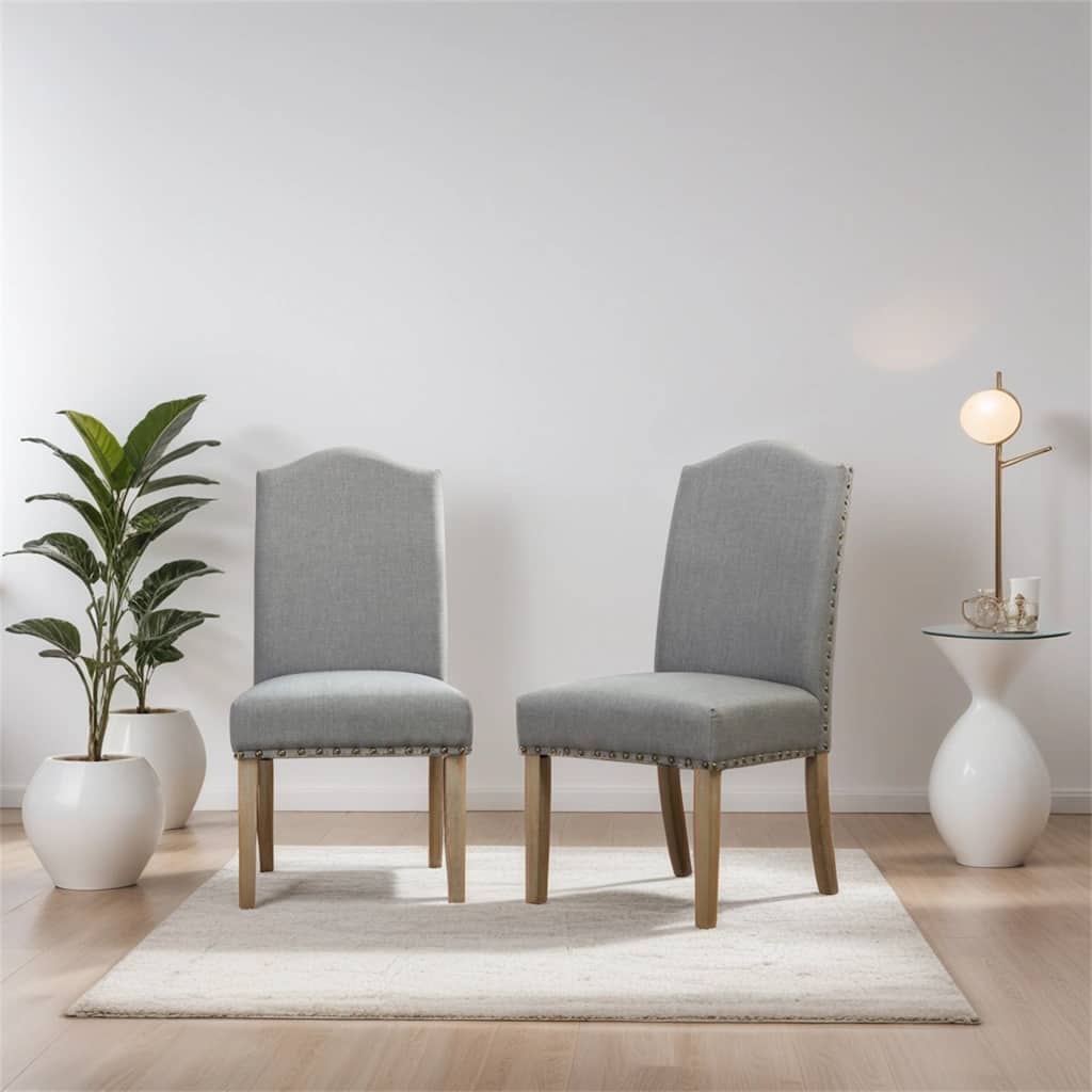 Mod Urban Style Solid Wood Nailhead Fabric Padded Parson Chair,2 PCS