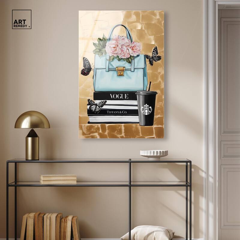 Golden Era of Glam Books Acrylic by Art Remedy, Ready to Hang