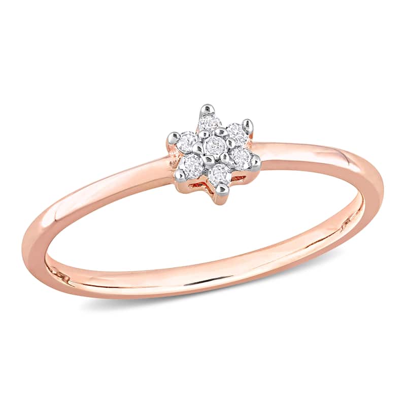 Miadora Diamond Accent Floral Promise Ring in Rose Plated Sterling Silver