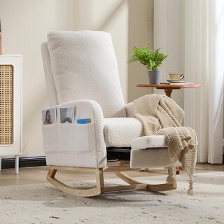 Modern Accent Rocking Chair Rocking Chair with Solid Wood Legs - Bed ...
