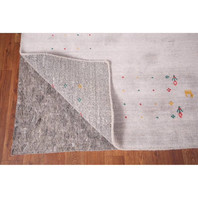 Tribal Gabbeh Indian Square Area Rug Hand-Knotted Wool Carpet - 7'5"x 7'9"