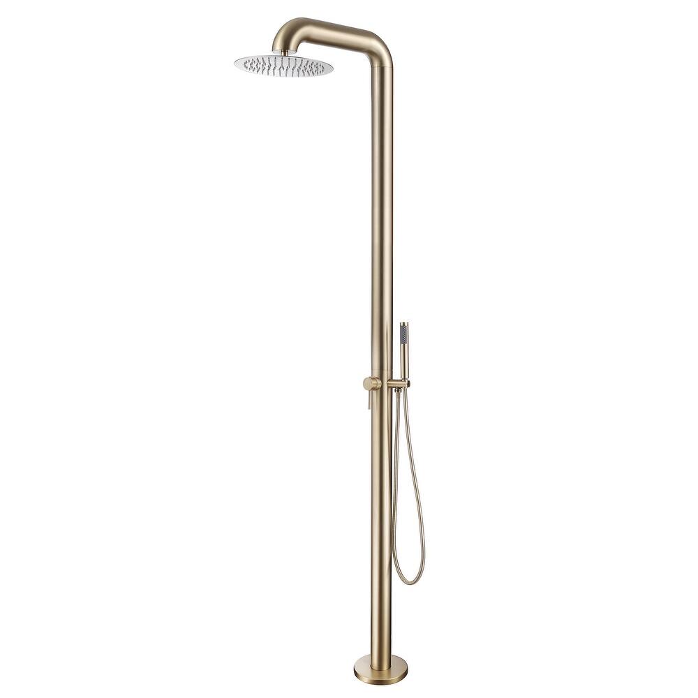 89'' H 304 Stainless Steel Freestanding Outdoor Shower with Detachable Rain Shower Head