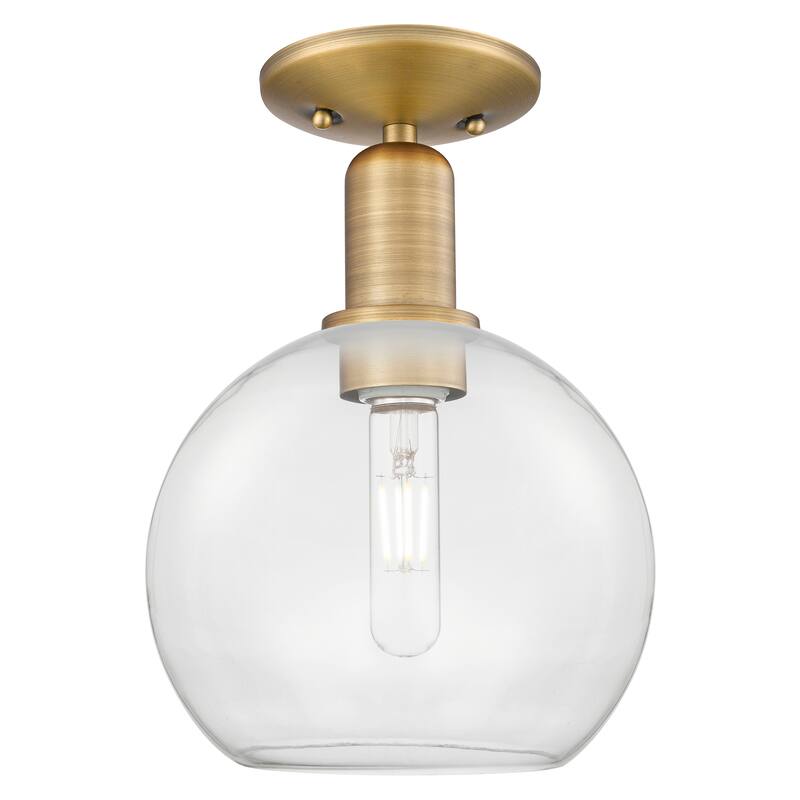 Innovations Lighting Endless Possibilities Arcadia - Athens - 1 Light 8" Semi-Flush Mount - Clear/Brushed Brass